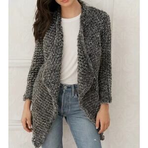 Dolce Cabo Gray Soft Faux Fur 3/4 Sleeves Open Cardigan Layering Coatigan